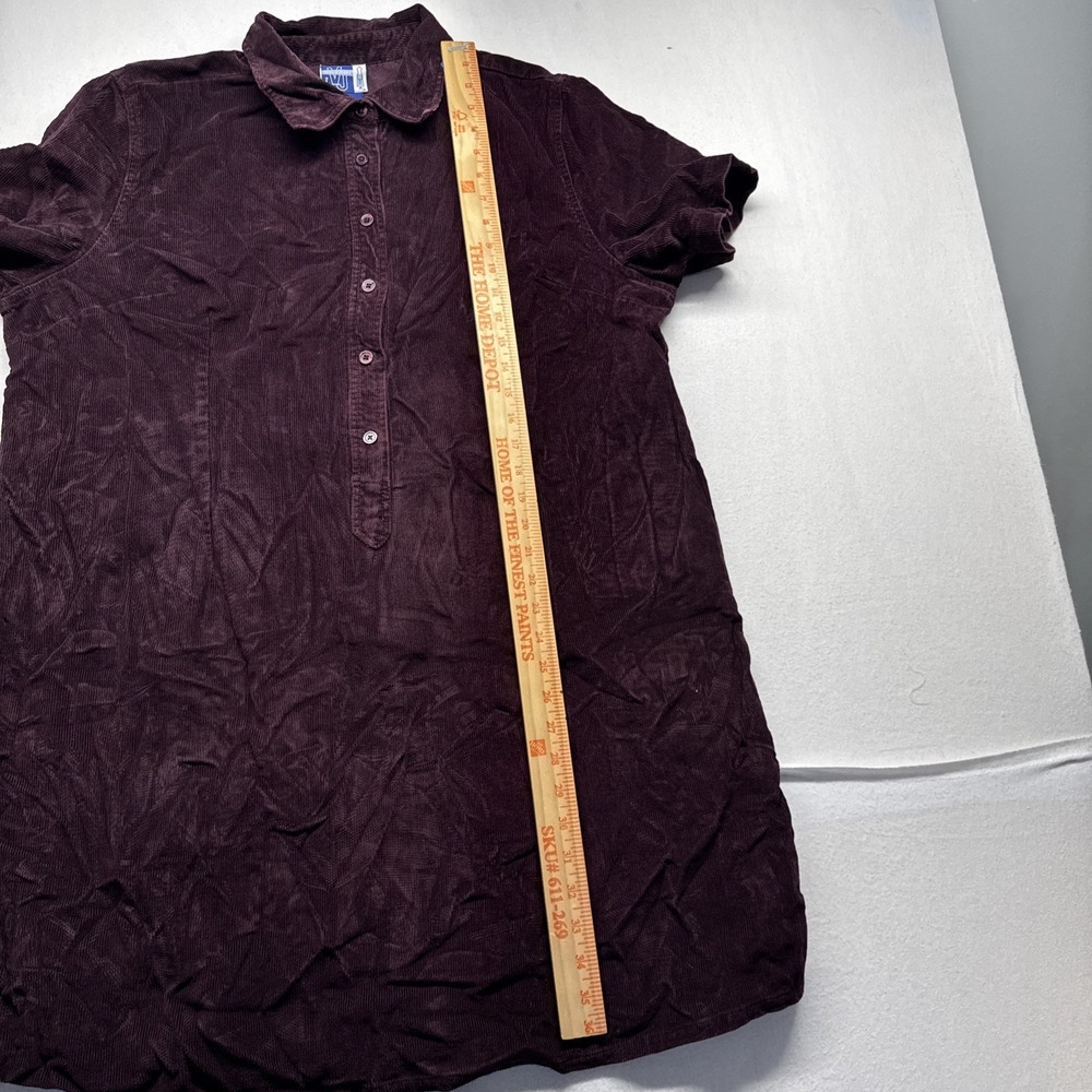 Venezia Jeans Clothing Co Womens Burgundy Corduroy Shirt Dress Sz 20 - Picture 4 of 7